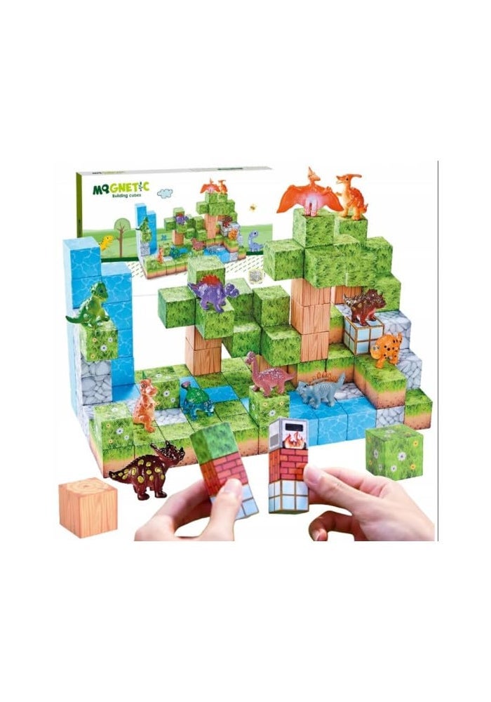 Knick Knack Magnetic World Building Blocks Set | Mini Themed Magnetic Cubes for Kids Ages 3 and Up (114 Pieces) - Image 3